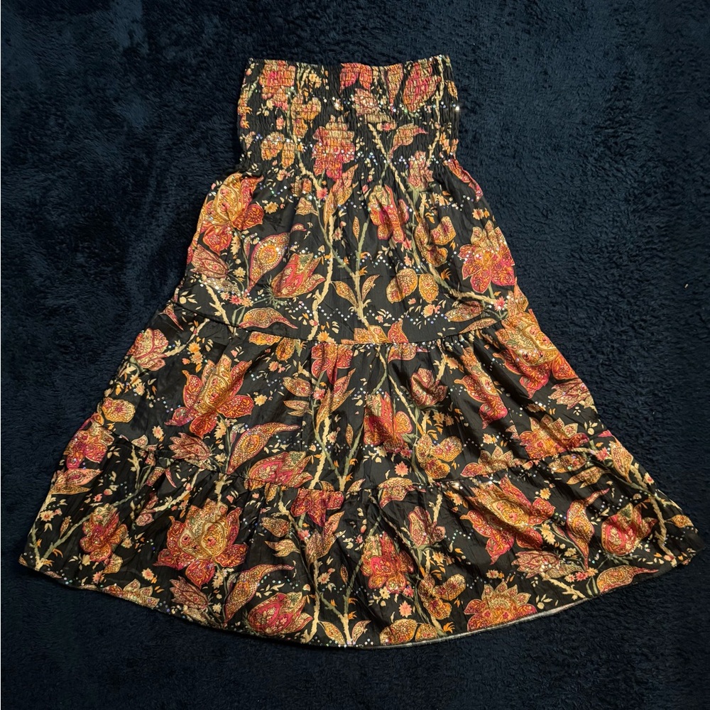 Floral Black and Orange Women's Skirt